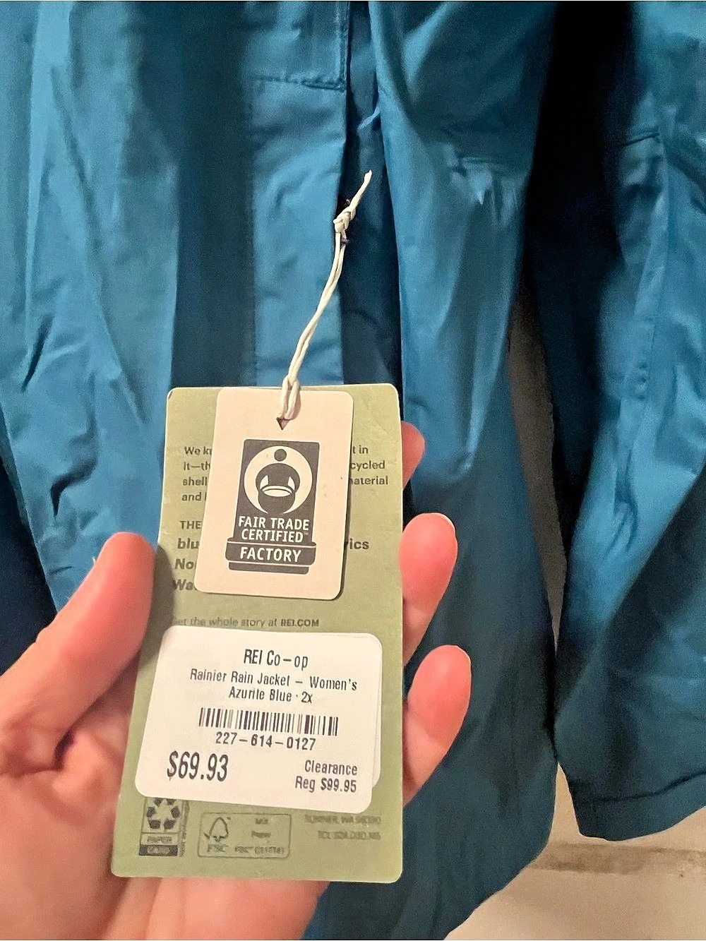 REI Rainier Rain Jacket Blue Women's Size 2x NWT - Picture 2 of 8